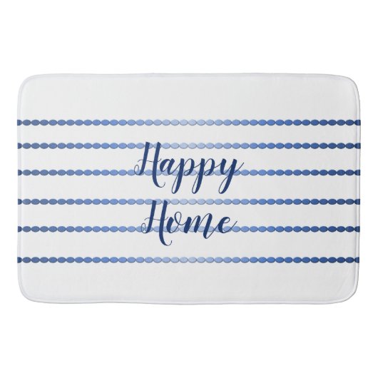 Happy Home Blue Stripes White Bath Mat (Voorkant)