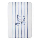 Happy Home Blue Stripes White Bath Mat (Voorkant Verticaal)