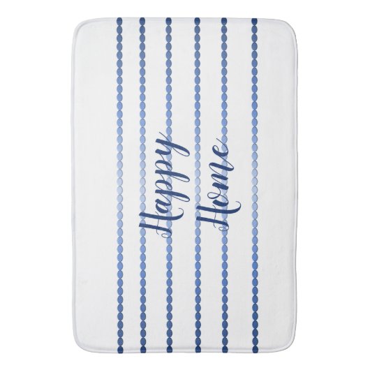 Happy Home Blue Stripes White Bath Mat (Voorkant Verticaal)
