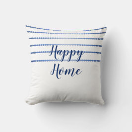 Happy Home Blue Stripes White Cushion Kussen
