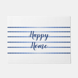 Happy Home Blue Stripes White door Mat