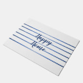 Happy Home Blue Stripes White door Mat (Schuin)