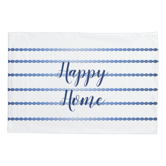Happy Home Blue Stripes White Pillowcase Kussensloop (Achterkant)