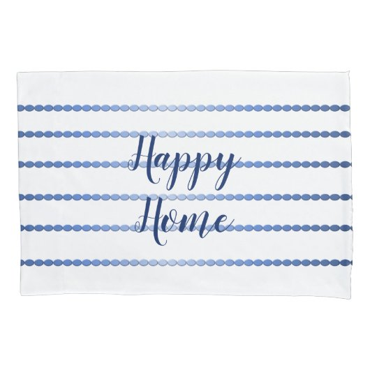 Happy Home Blue Stripes White Pillowcase Kussensloop (Voorkant)