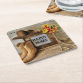 Happy Home Cowgirl Cowboystijl met cowboylaarzen Kartonnen Onderzetters (Schuin)
