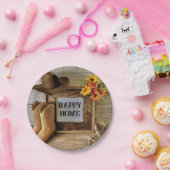 Happy Home Cowgirl Cowboystijl met cowboylaarzen Papieren Bordje (Feest)