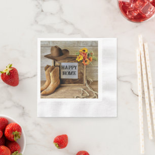 Happy Home Cowgirl Cowboystijl met cowboylaarzen Servet