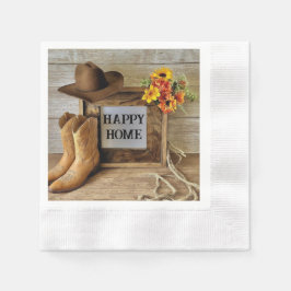 Happy Home Cowgirl Cowboystijl met cowboylaarzen Servet