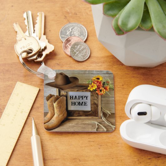 Happy Home Cowgirl Cowboystijl met cowboylaarzen Sleutelhanger (Bureau)