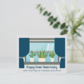 Happy Home Jubileum Cute Custom Window Planten Briefkaart (Staand voorkant)