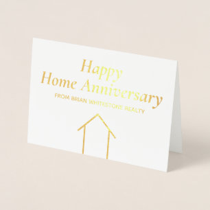 Happy Home Jubileum Elegant Real Estate Gold Folie Kaarten