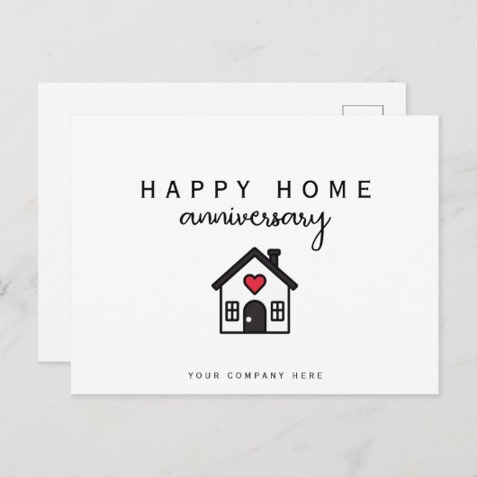 Happy Home Jubileum Huis Hart Realiteit Briefkaart (Voorkant / Achterkant)