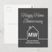 Happy Home Jubileum Vastgoed Bedrijf Grijs Briefkaart (Voorkant / Achterkant)