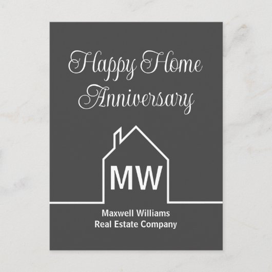 Happy Home Jubileum Vastgoed Bedrijf Grijs Briefkaart (Voorkant)