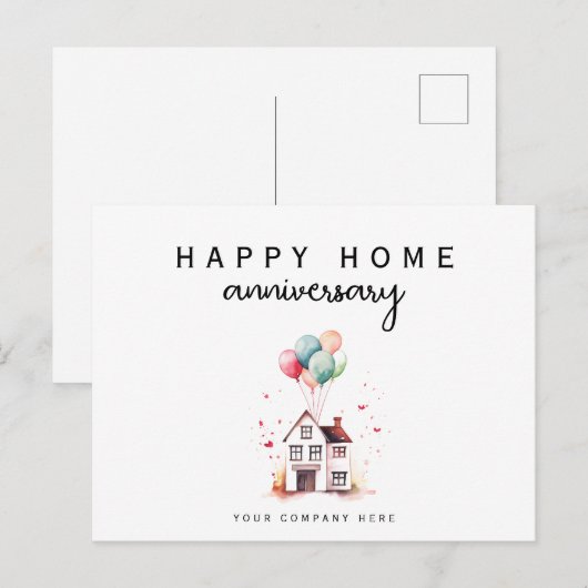 Happy Home Jubileum Waterverf Huis Realty Briefkaart (Voorkant / Achterkant)