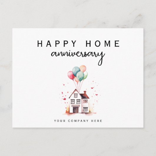 Happy Home Jubileum Waterverf Huis Realty Briefkaart (Voorkant)