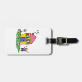 Happy Home Kleurrijk Huis en Stok Figuur Bagagelabel (Voorkant horizontaal)