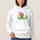Happy Home Kleurrijk Huis en Stok Figuur Hoodie (Voorkant)