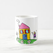 Happy Home Kleurrijk Huis en Stok Figuur Koffiemok (Center)