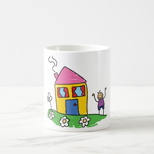 Happy Home Kleurrijk Huis en Stok Figuur Koffiemok (Center)