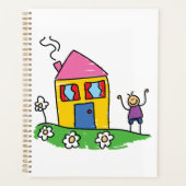 Happy Home Kleurrijk Huis en Stok Figuur Planner (Voorkant)