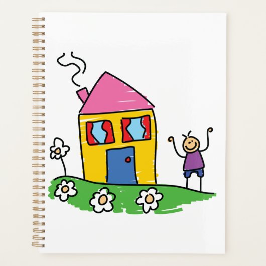 Happy Home Kleurrijk Huis en Stok Figuur Planner (Voorkant)