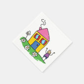 Happy Home Kleurrijk Huis en Stok Figuur Servet (Hoek)