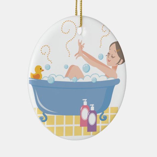 Happy Home Spa Day - vrouw in badkuip Keramisch Ornament (Rechts)