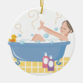 Happy Home Spa Day - vrouw in badkuip Keramisch Ornament (Voorkant)