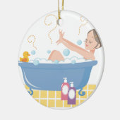 Happy Home Spa Day - vrouw in badkuip Keramisch Ornament (Links)