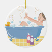 Happy Home Spa Day - vrouw in badkuip Keramisch Ornament (Achterkant)