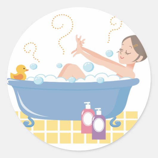 Happy Home Spa Day - vrouw in badkuip Ronde Sticker (Voorkant)