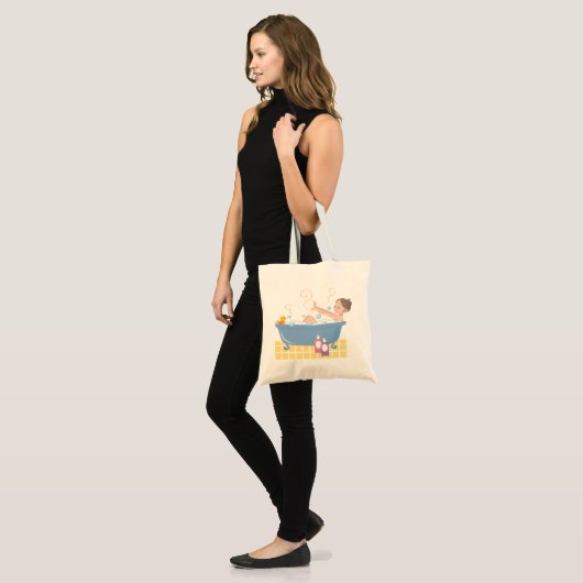 Happy Home Spa Day - vrouw in badkuip Tote Bag (Voorkant (model))