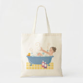 Happy Home Spa Day - vrouw in badkuip Tote Bag (Voorkant)