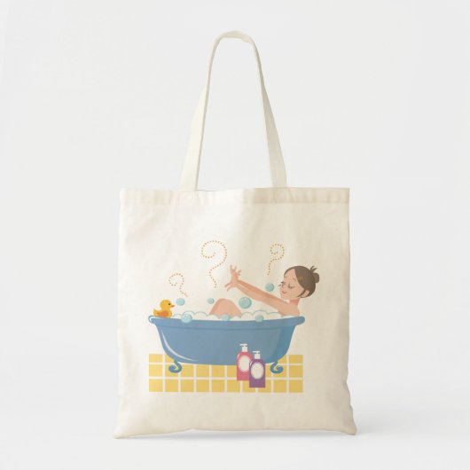 Happy Home Spa Day - vrouw in badkuip Tote Bag (Voorkant)