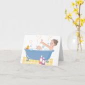 Happy Home Spa Day - woman in bath tub Kaart (Gele Bloem)