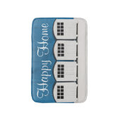 Happy Home Summer Beach cabines in blauw en wit Badmat (Voorkant Verticaal)