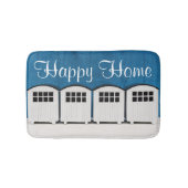 Happy Home Summer Beach cabines in blauw en wit Badmat (Voorkant)