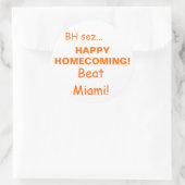 HAPPY HOMECOMING!, Beat Miami!, BH... Ronde Sticker (Tas)