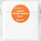 HAPPY HOMECOMING!, Beat Miami!, BH... Ronde Sticker (Tas)