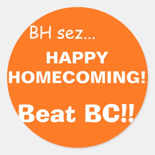 HAPPY HOMECOMING!, sinaasappel Ronde Sticker (Voorkant)