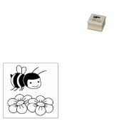 Happy Honey Bee and Flowers Rubberstempel (Gestempeld)
