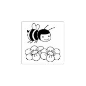 Happy Honey Bee and Flowers Rubberstempel (Afrduk)