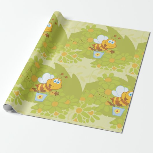 Happy Honey Bee Cadeaupapier (Uitgerold)