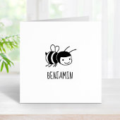 Happy Honey Bee Custom Name 1x1 Rubberstempel