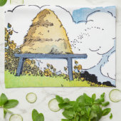 Happy Honey Bee Hive  kunst Theedoek (Gevouwen)