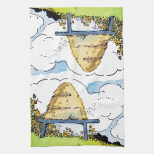 Happy Honey Bee Hive  kunst Theedoek