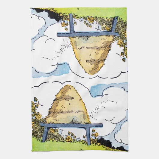 Happy Honey Bee Hive  kunst Theedoek (Verticaal)