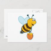 Happy Honey Bee & Honey Pot Briefkaart (Voorkant / Achterkant)