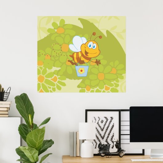 Happy Honey Bee Poster (Thuiskantoor)